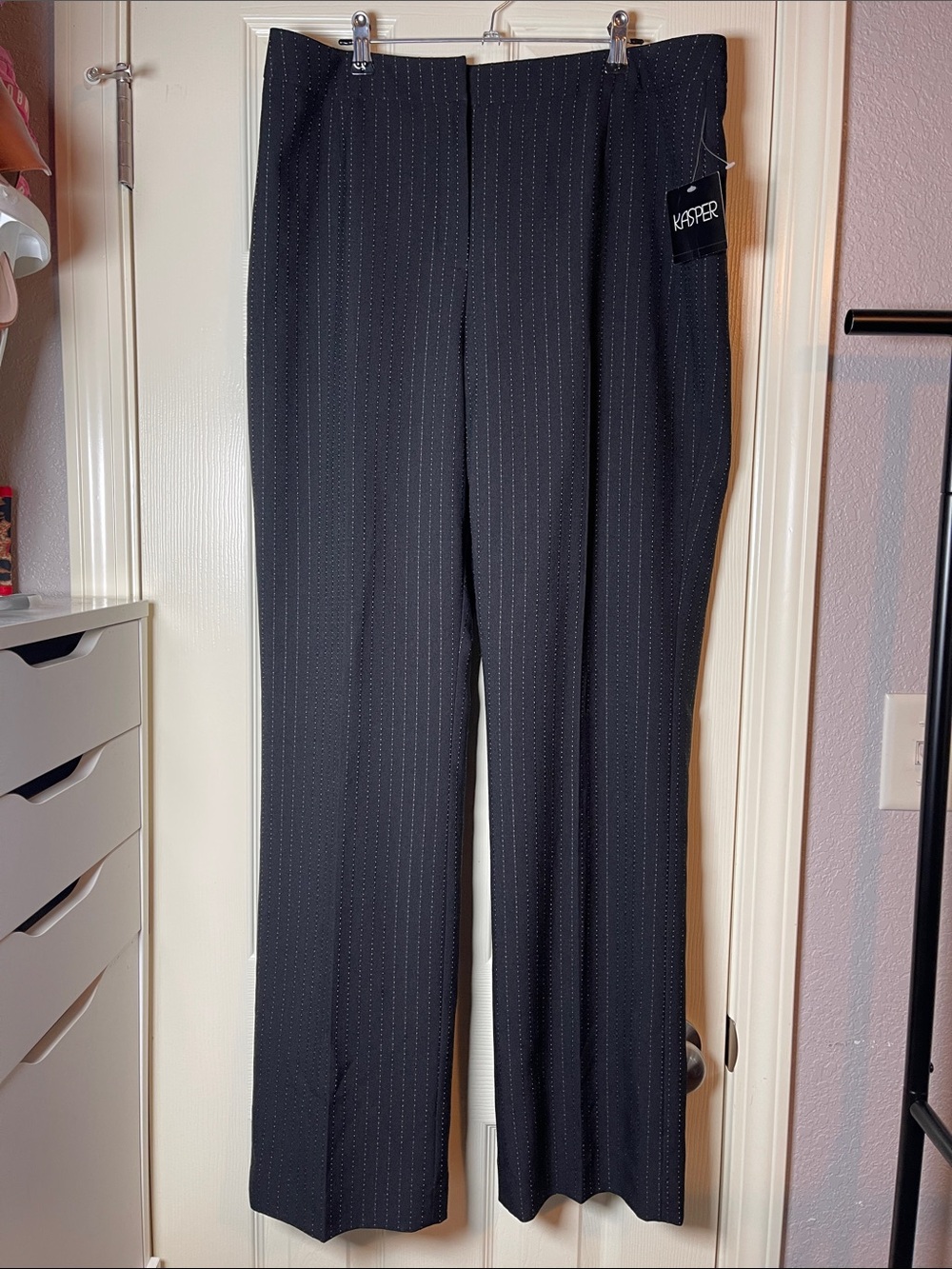 Kasper Black Pinstripe Womens Dress Pants